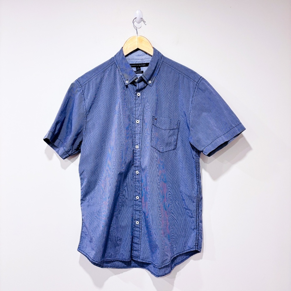 TOMMY HILFIGER Blue striped button-down shirt |‎ Medium *